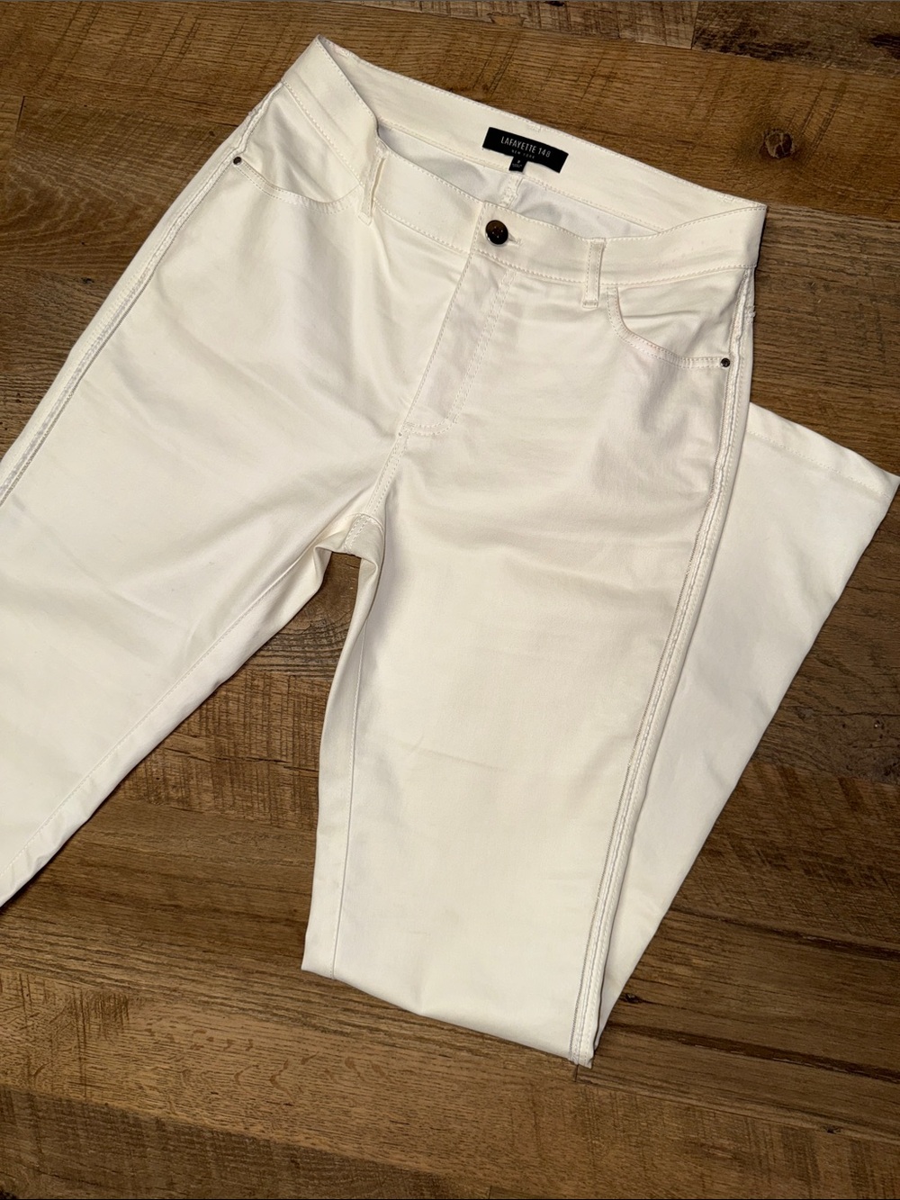 Lafayette 148 New York micro chain detailed off white jeans
